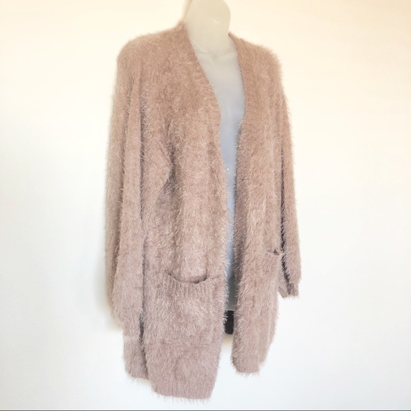 Somedays Lovin x Revolve Womens Colors of Dawn Taupe Eyelash Cardigan Size S - Picture 3 of 7